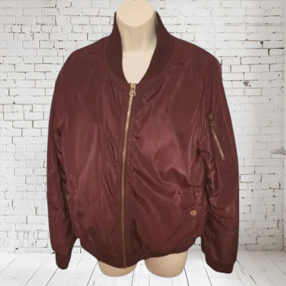 Vintage Miss London Burgendy Bomber Jacket Coat